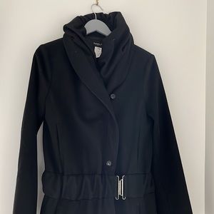 Patrizia Pepe Wool/Cashmere Three Quarter Length Coat, 46 IT /10 US, Black